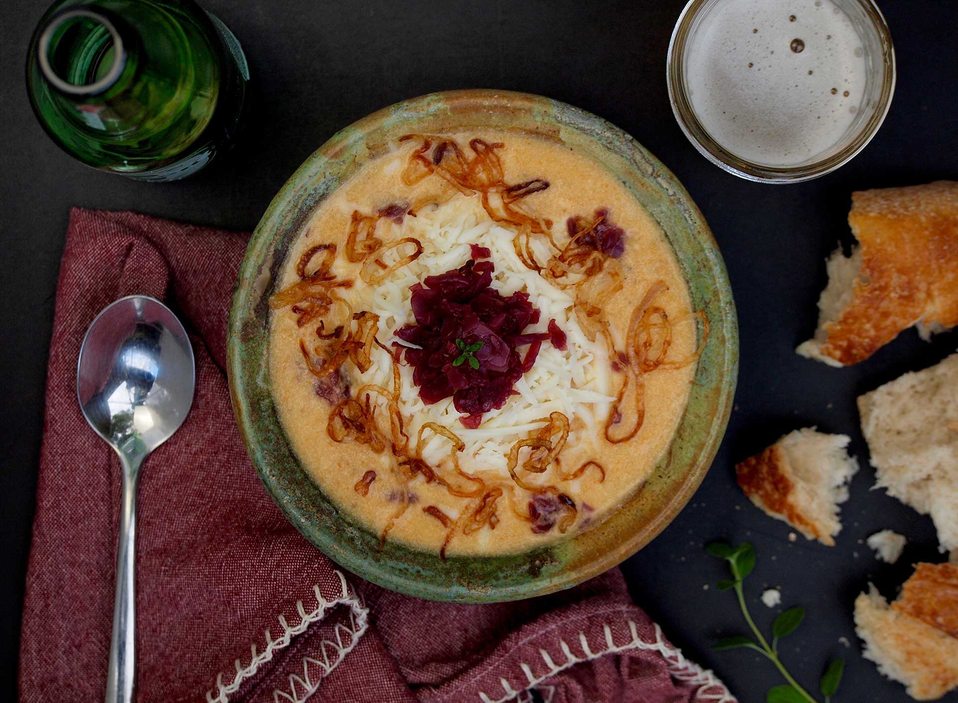 “Mozzar-Ale” Beer and Cheese Soup