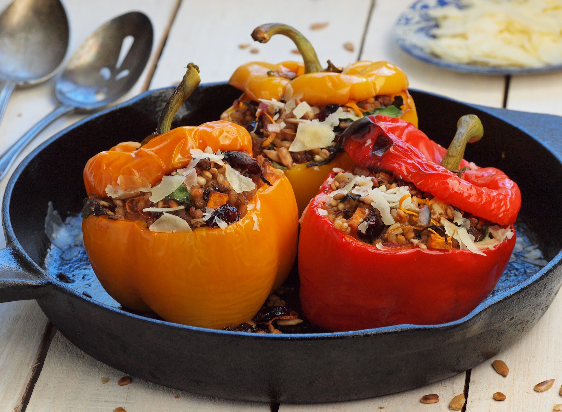 Beef Barley Stuffed Peppers