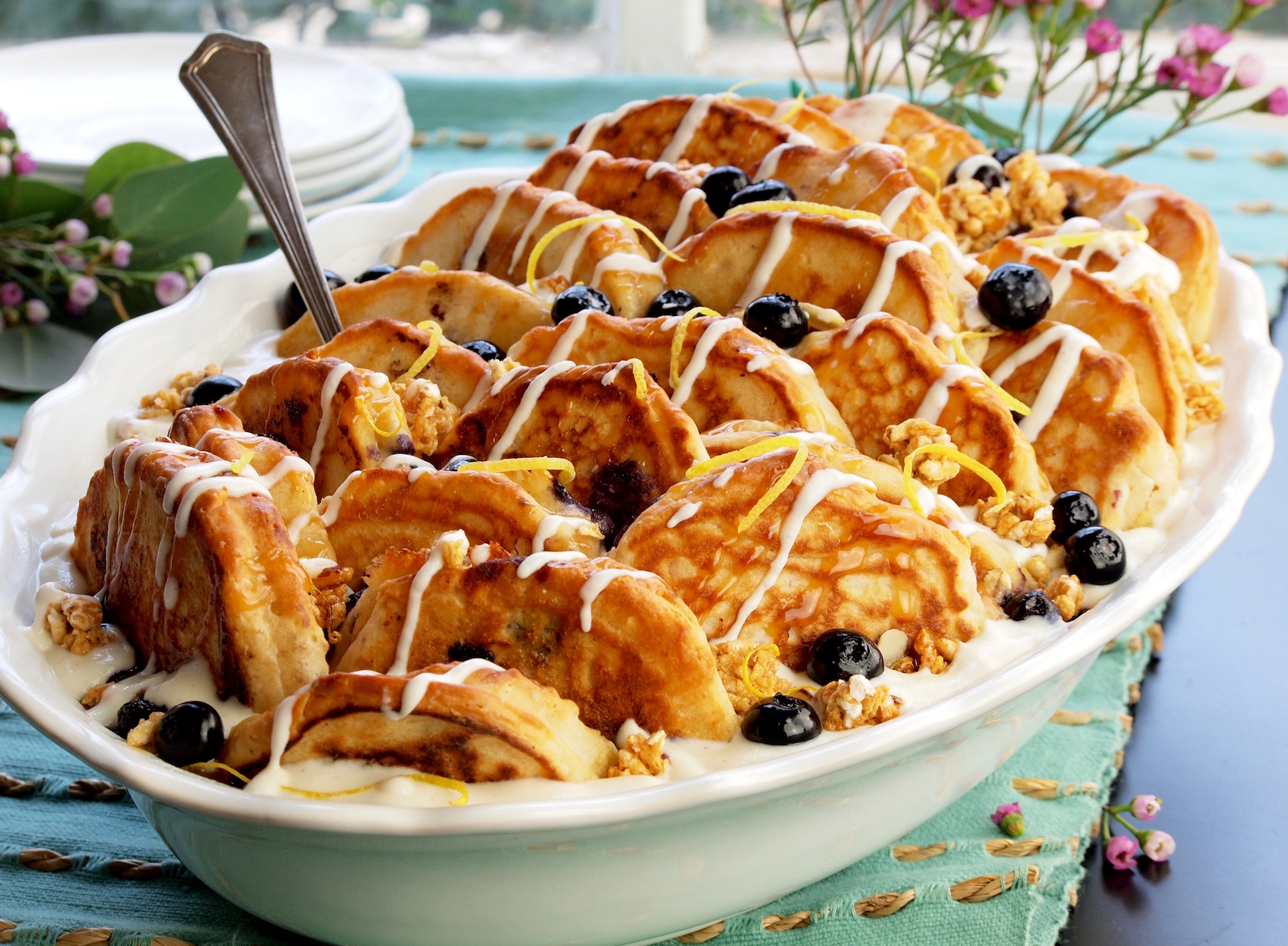 Blueberry Pancake Bread Pudding