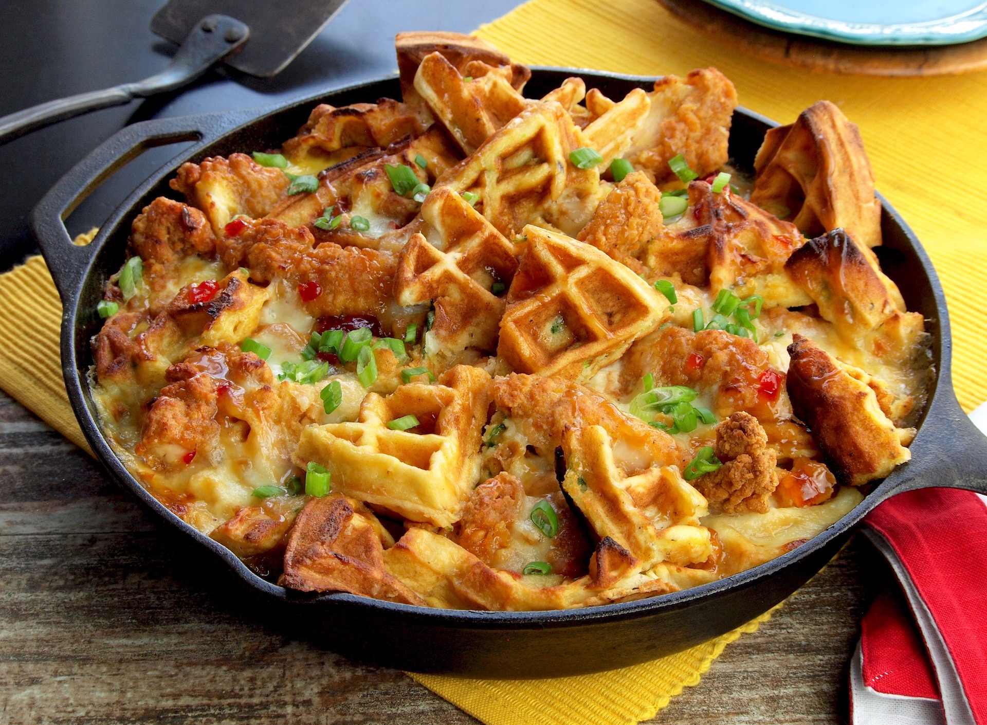 Cheesy Chicken and Waffle Casserole