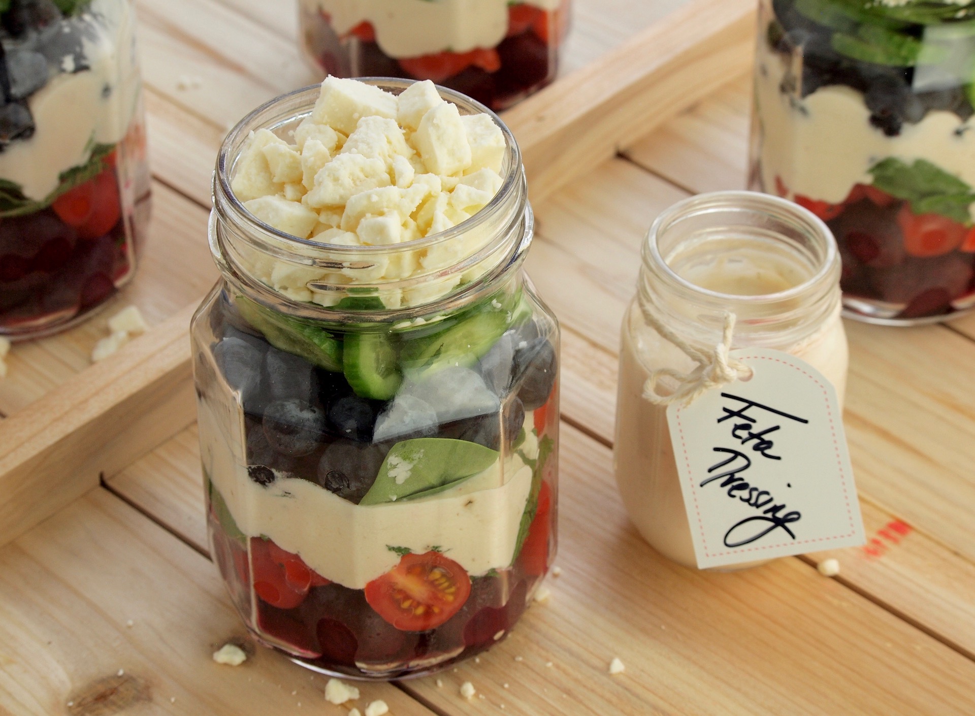 Red, White, and Blue Feta Salad Jars