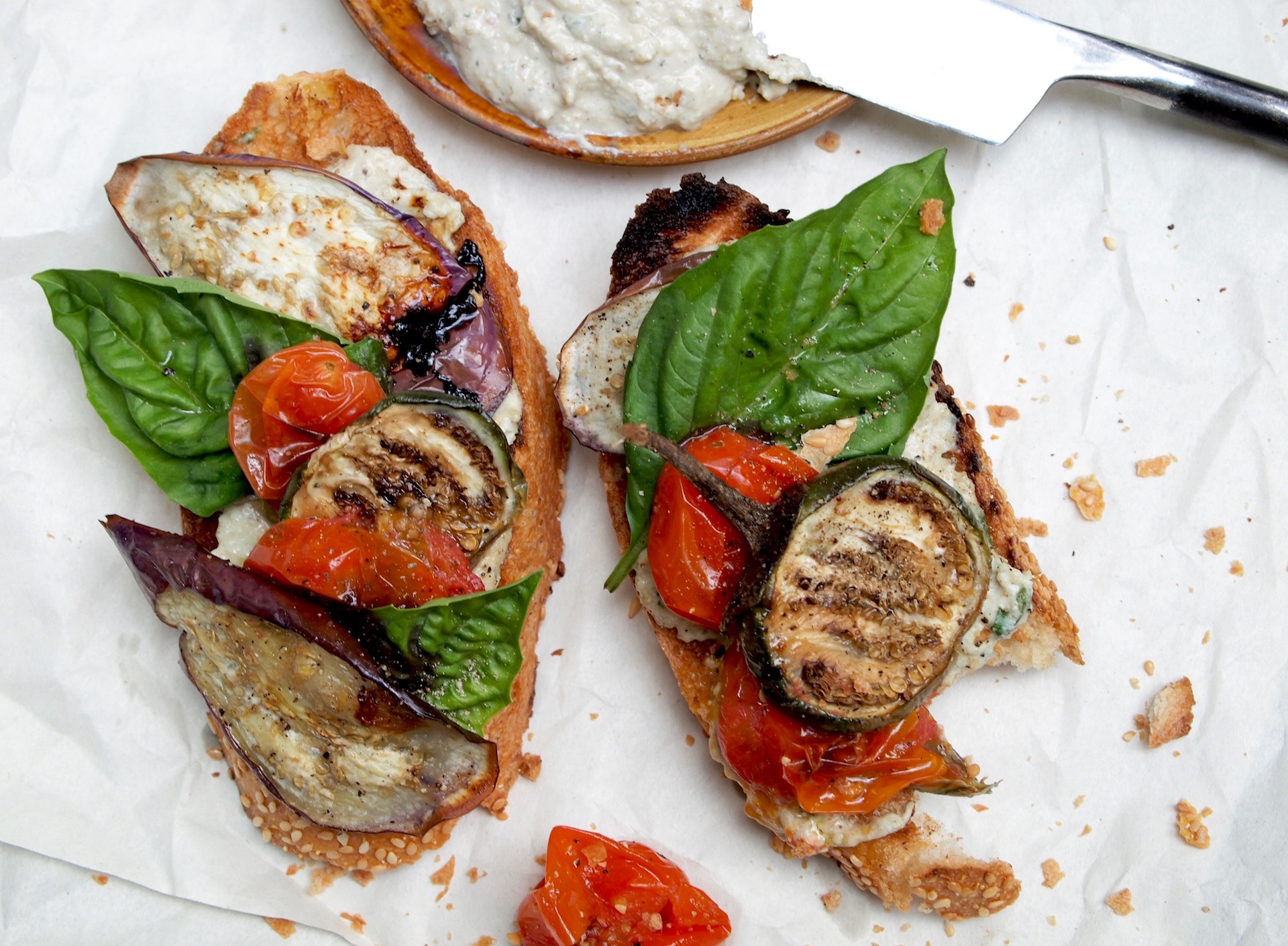 Eggplant Parmesan Caprese Toast