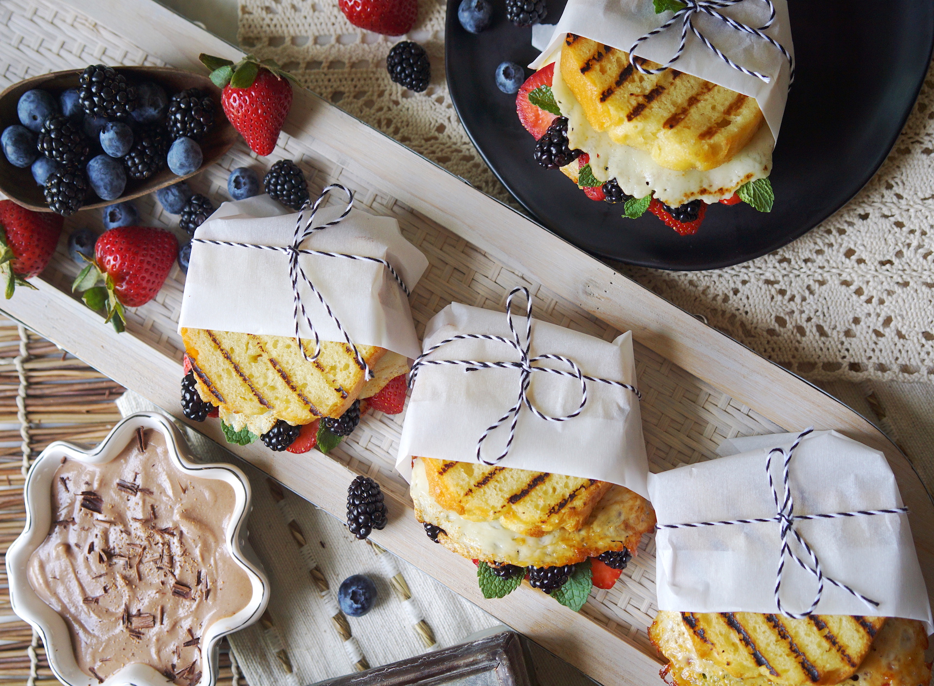 Grilled Fruit Caprese “Cake-wich”