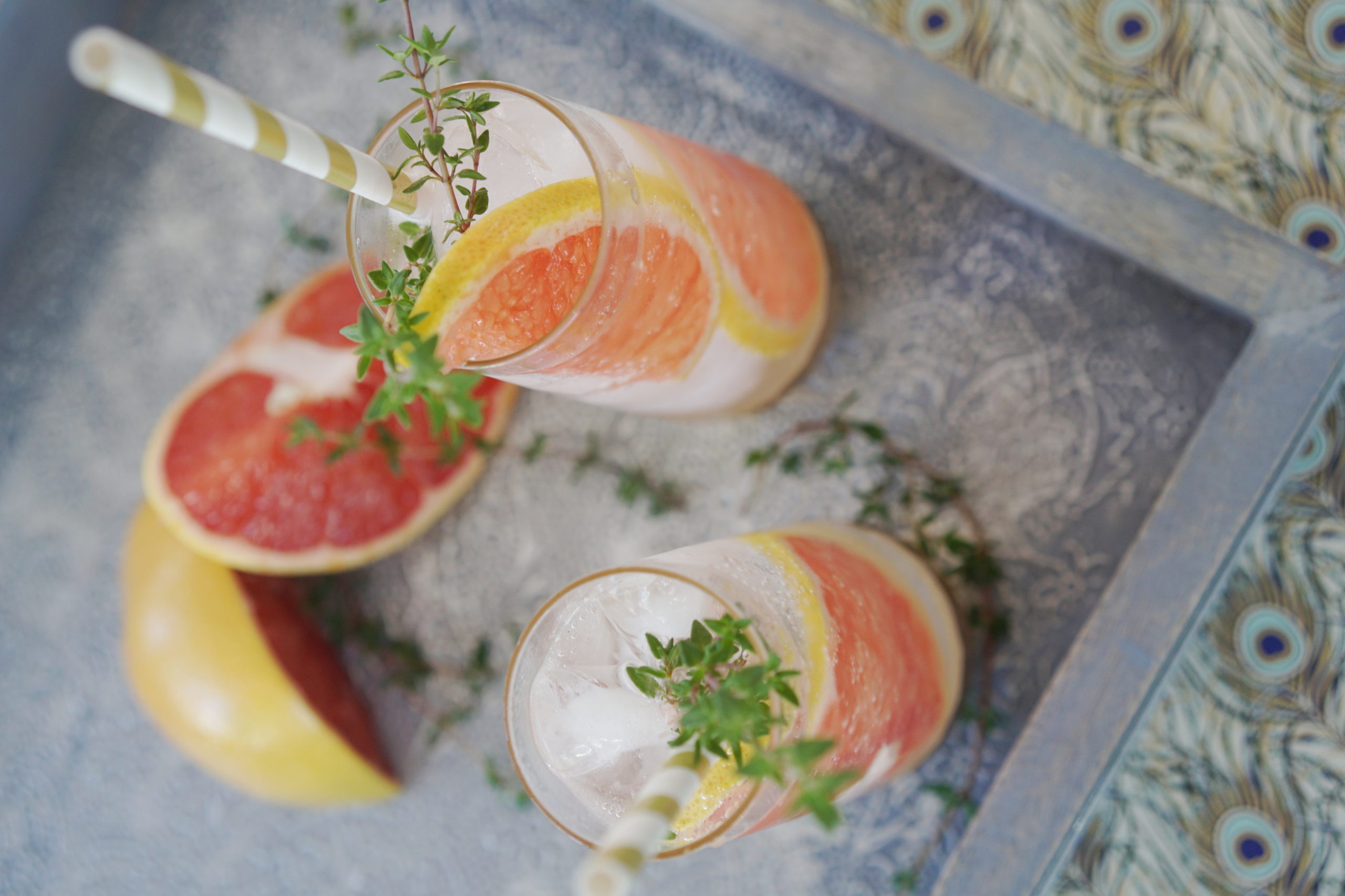 Winter Grapefruit and Elderflower Thyme Spritzer