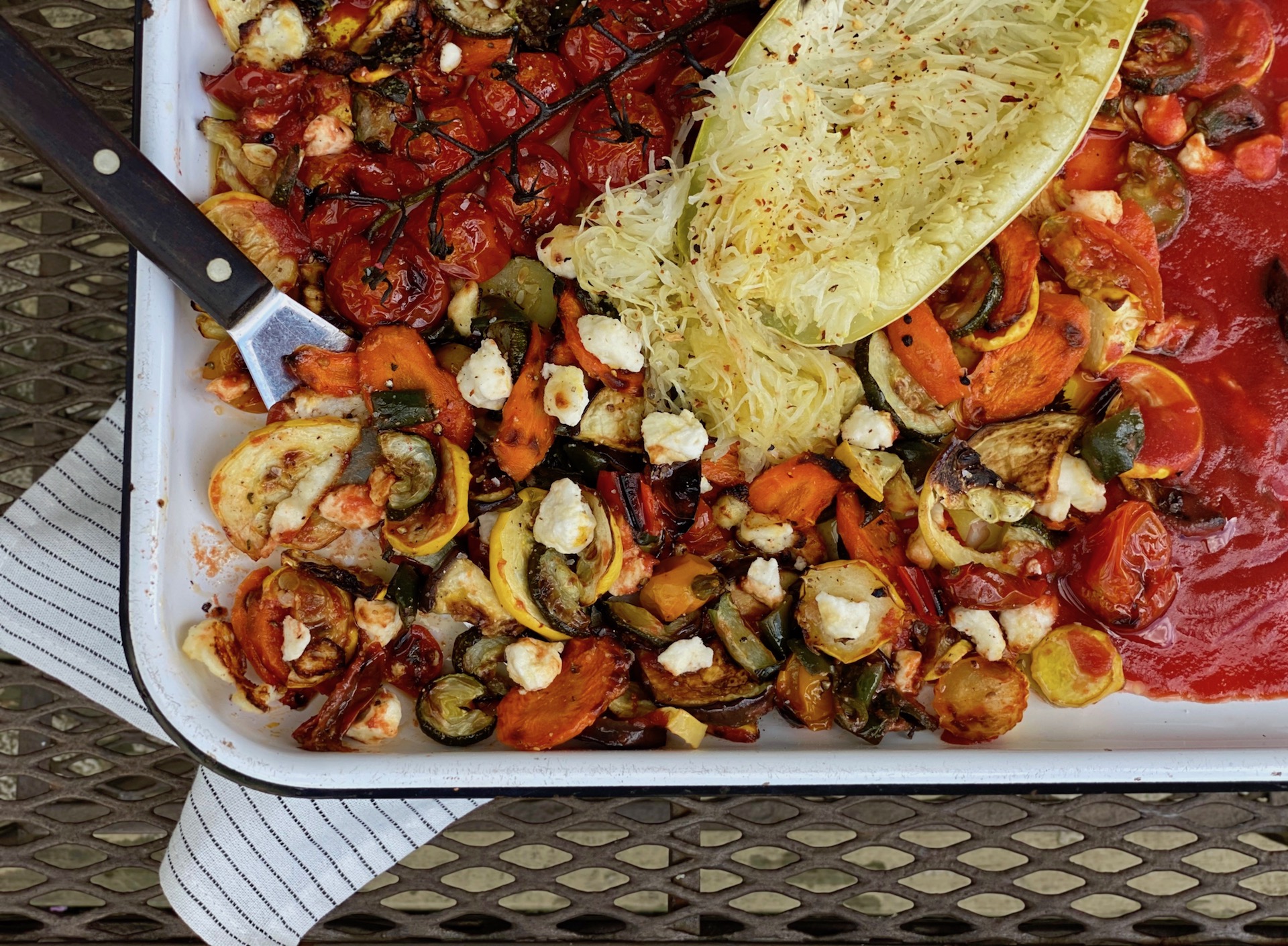 Sheet Pan Ratatouille with Baked Feta