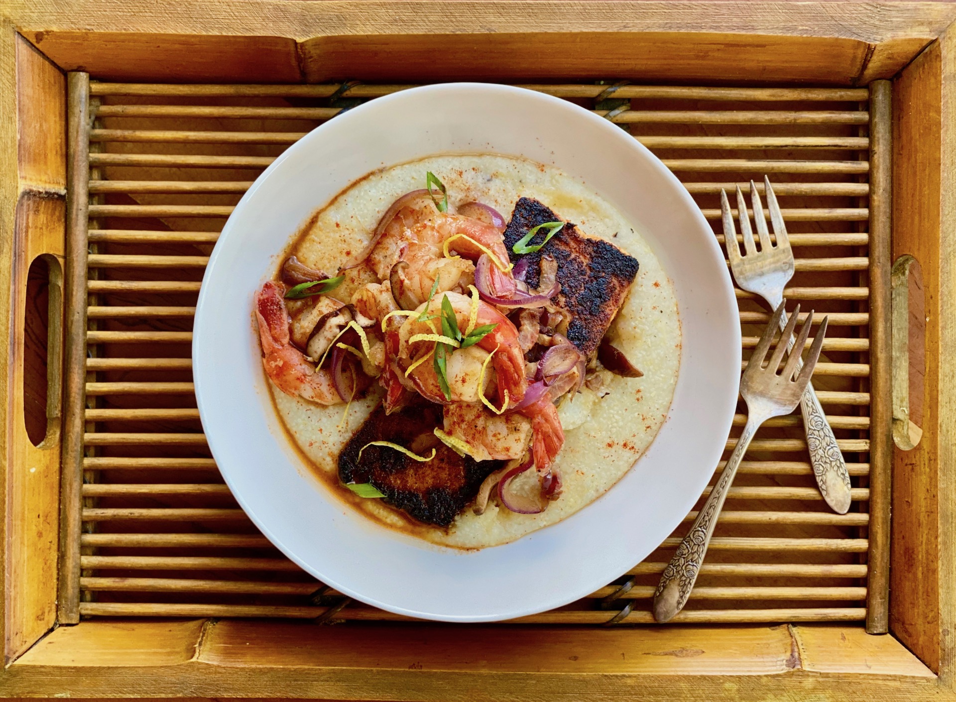 Blackened Salmon with Shrimp and Grits Emily Ellyn
