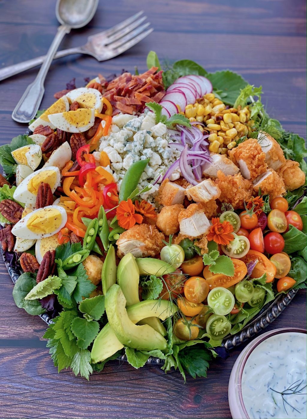Fried Chicken Chopped Salad with Ricotta Ranch Dressing Emily Ellyn