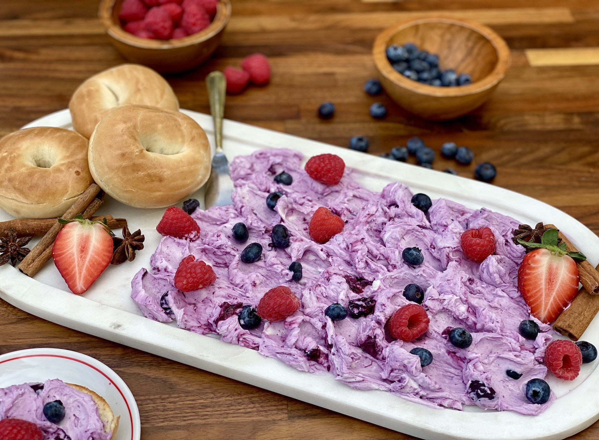 Roasted Berry Cream Cheese Bagel Spread